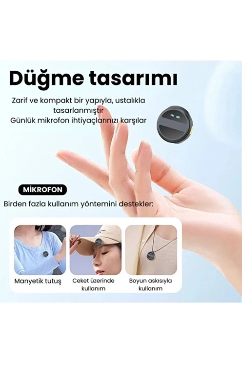 BUĞZ 2 Adet Profesyonel Kablosuz Yaka Mikrofonu Typce Uyumlu Manyetik Klipsli