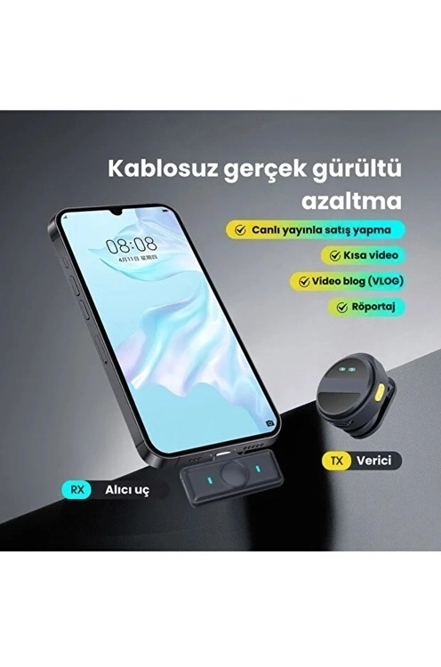 BUĞZ 2 Adet Profesyonel Kablosuz Yaka Mikrofonu Typce Uyumlu Manyetik Klipsli