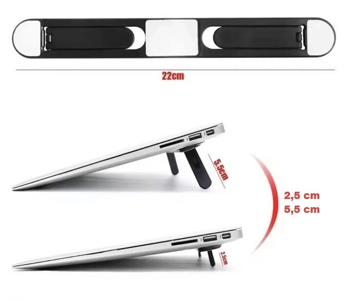 BUĞZ 2 Kademeli Katlanabilir ve Yapışkanlı Laptop Standı Siyah