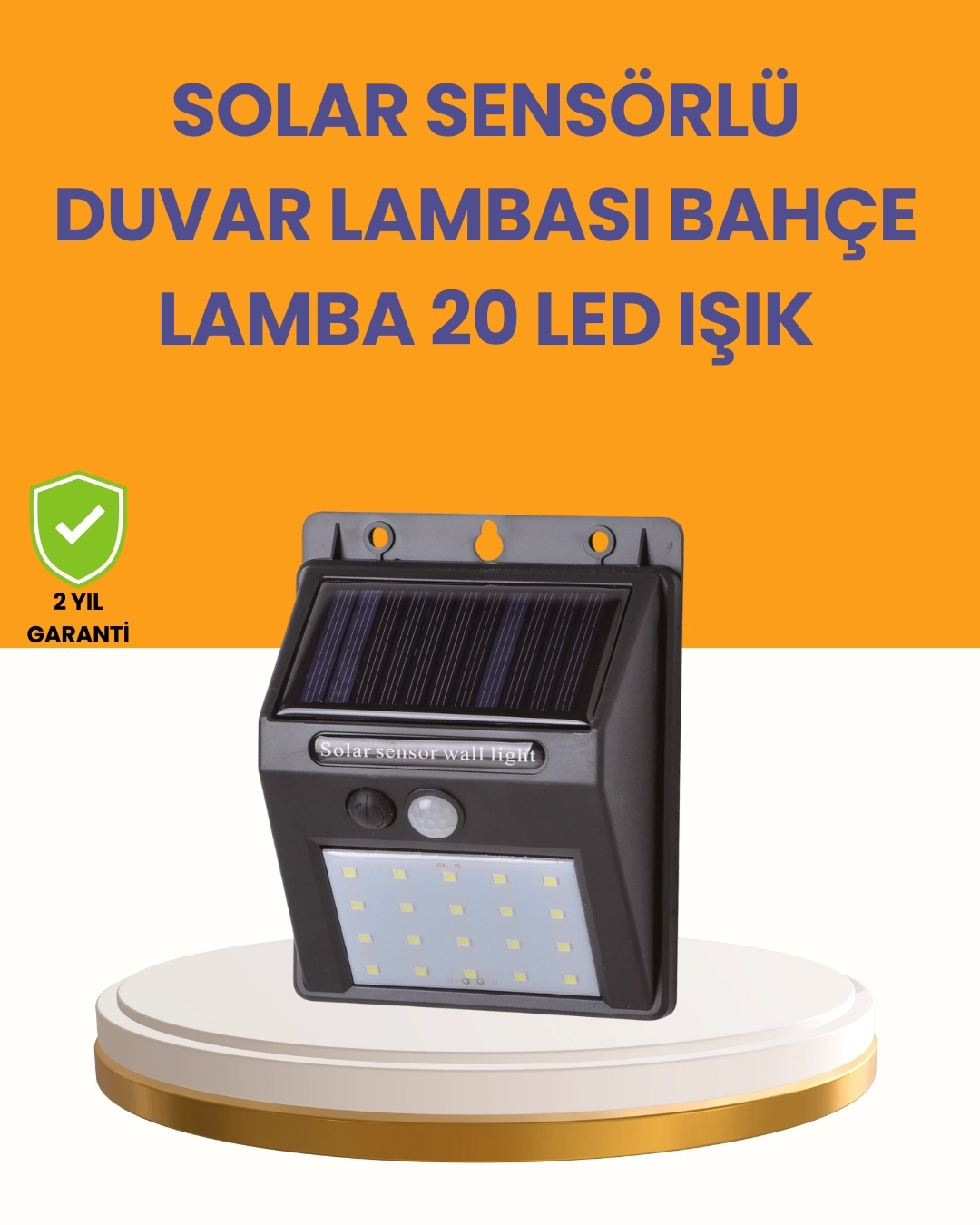BUĞZ 20 LED Güneş Enerjili Hareket Sensörlü Dış Mekan Duvar Lambası