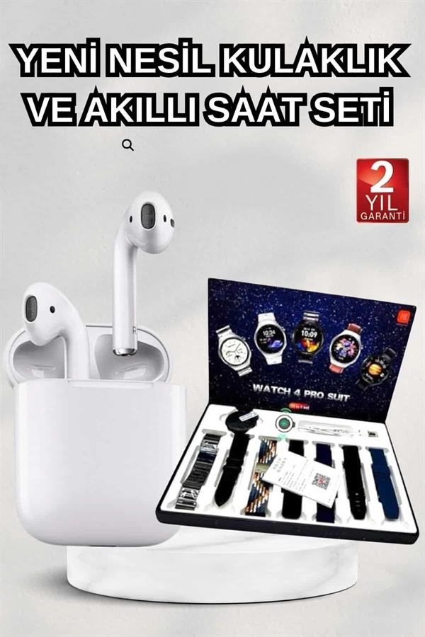BUĞZ 2025 Model Akıllı Saat ve 2.Nesil TWS Bluetooth Kulaklık Yüksek Ses Kaliteli