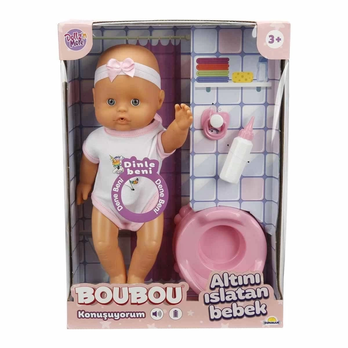 BUĞZ 2030121 , Boubou Altını Islatan ve Konuşan Bebek Seti 30 cm
