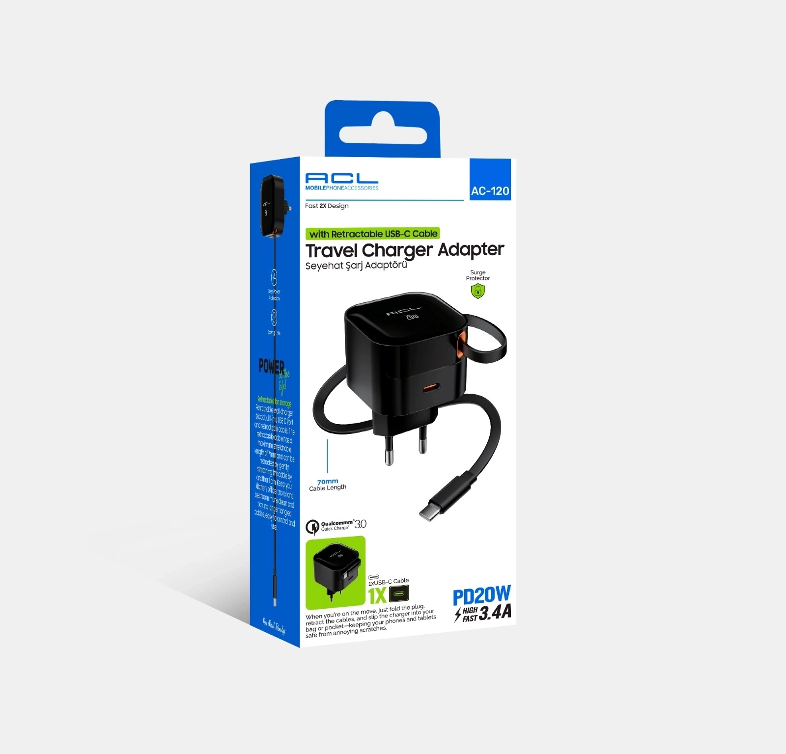 BUĞZ 20w Seyahat Şarj Adaptörü Typce Girişli 3.4a BUĞZ 20w Seyahat Şarj Adaptörü Typce Girişli 3.4a