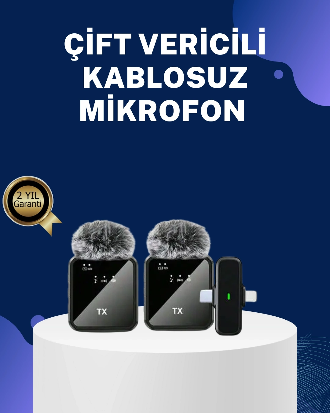 BUĞZ 2in1 Kablosuz Yaka Mikrofonu iOS ve Android Uyumlu