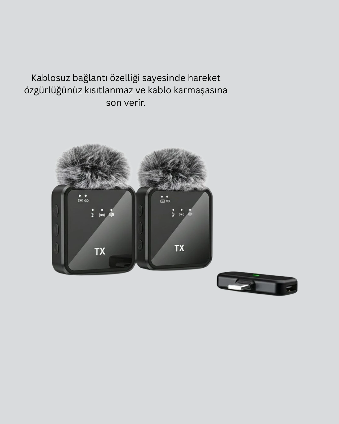 BUĞZ 2in1 Kablosuz Yaka Mikrofonu iOS ve Android Uyumlu