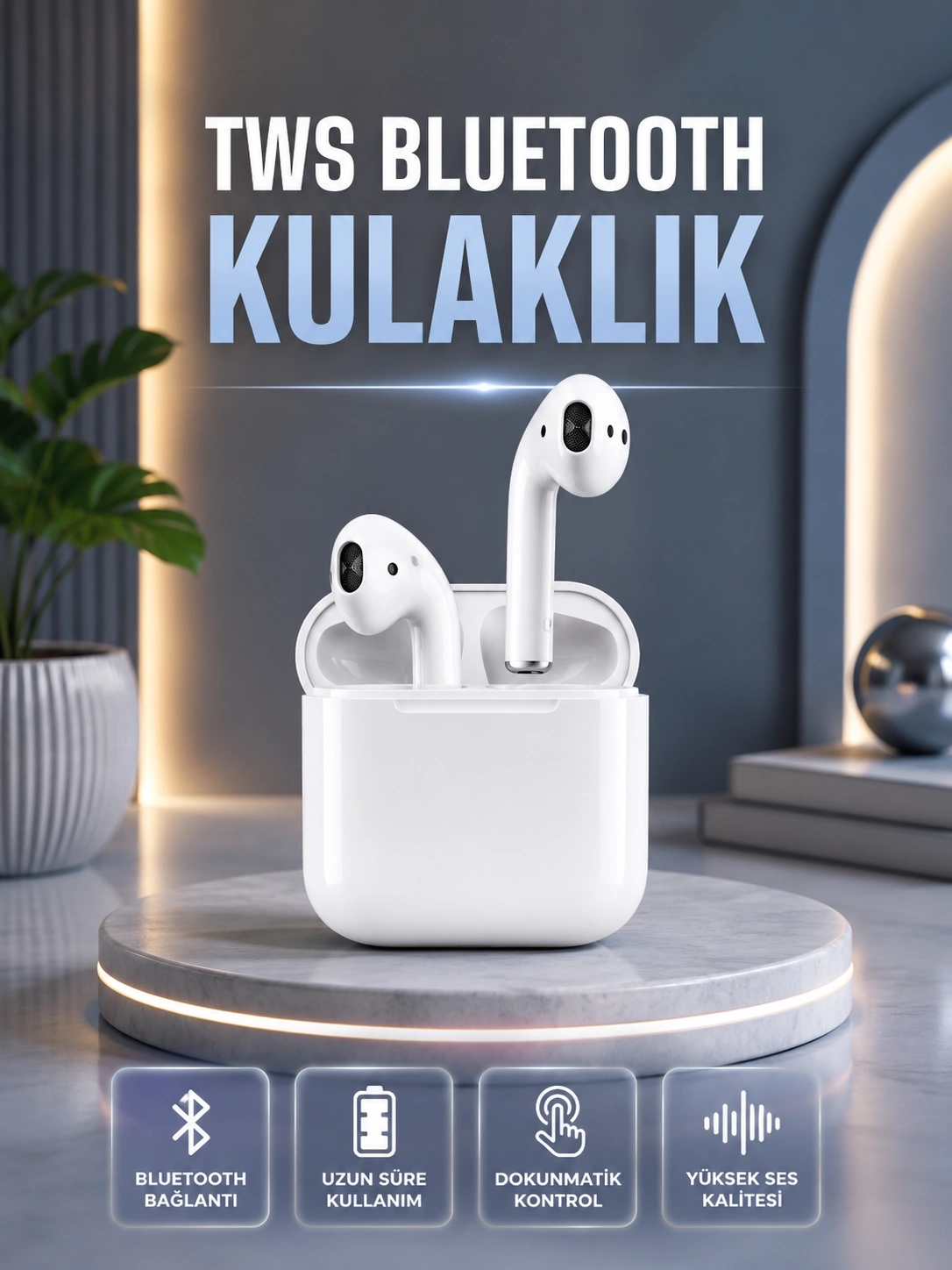 BUĞZ 2.Nesil Kablosuz Bluetooth Kulaklık Uzun Pil Ömrü