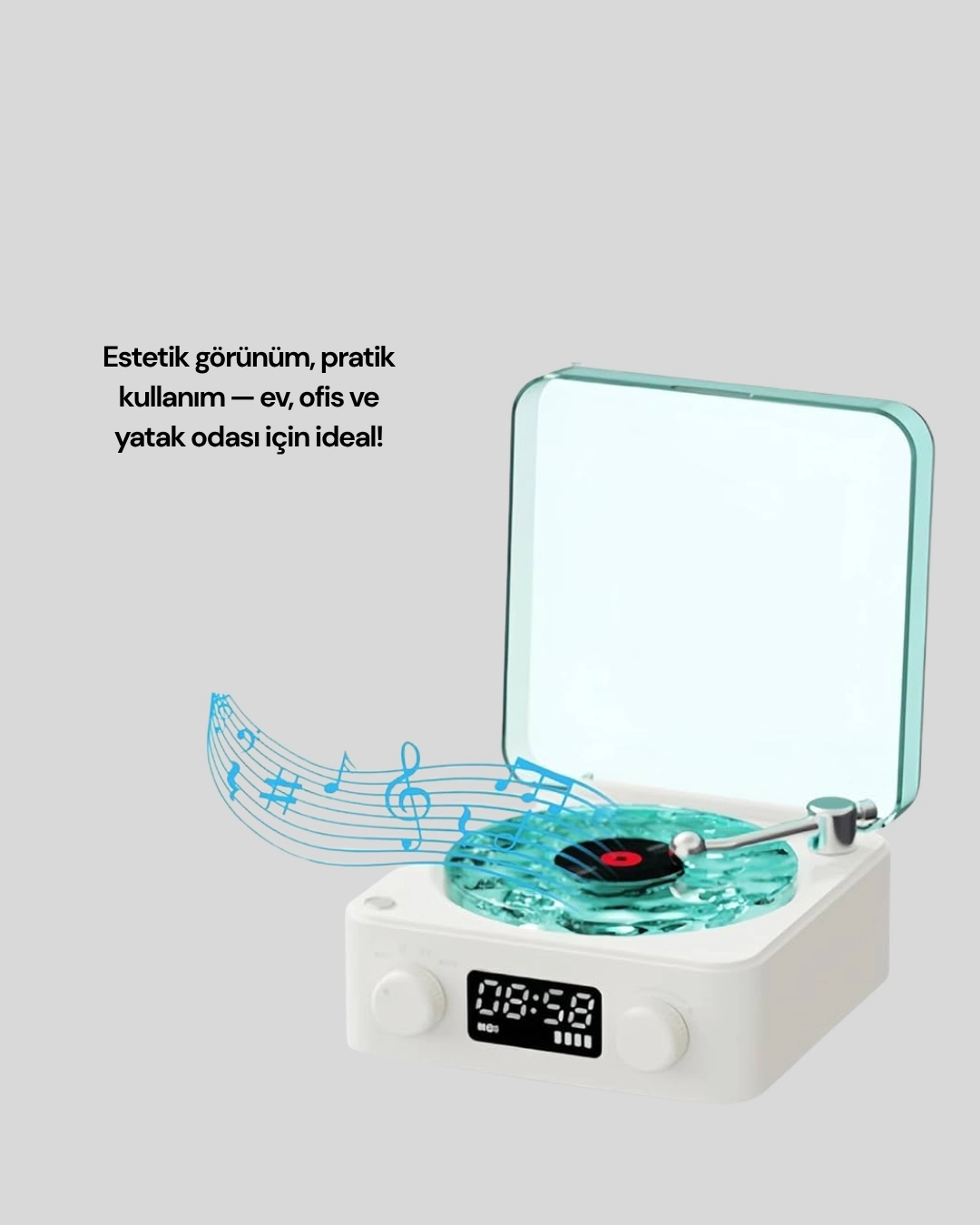 BUĞZ 3-1 Kablosuz Bluetooth Hoparlör – Gece Lambalı, Saatli, Retro Tasarım