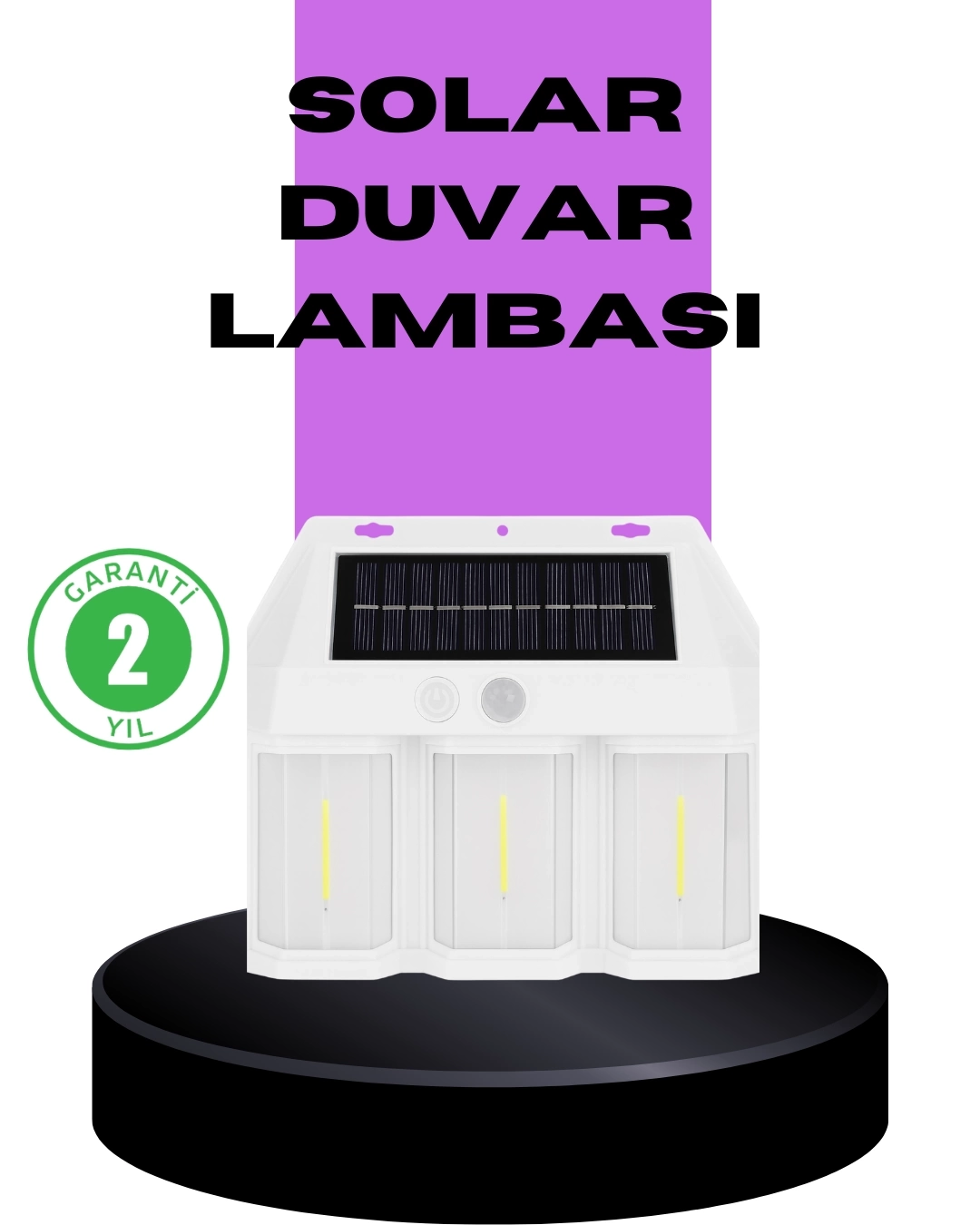 BUĞZ 3 in 1 Solar Duvar Lambası – IP65 Su Geçirmez, Hareket Sensörlü