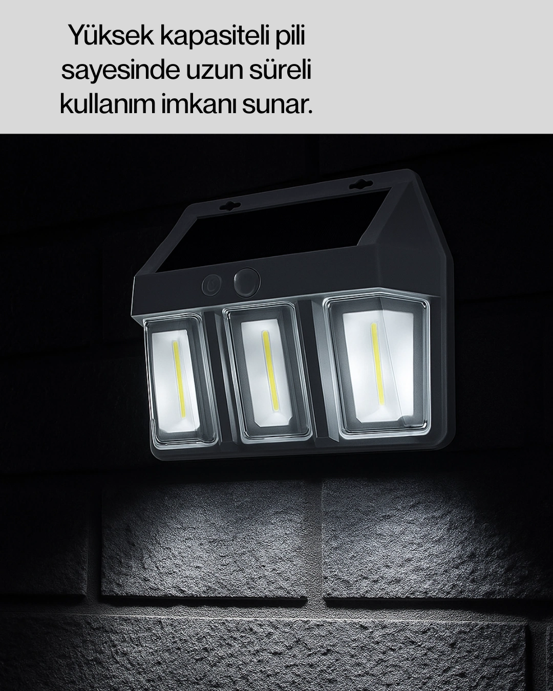BUĞZ 3 in 1 Solar Duvar Lambası – IP65 Su Geçirmez, Hareket Sensörlü Yeni Nesil
