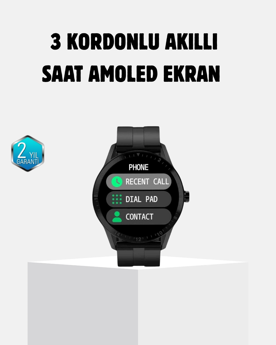 BUĞZ 3 Kordonlu AMOLED Akıllı Saat – Sağlık Takipli