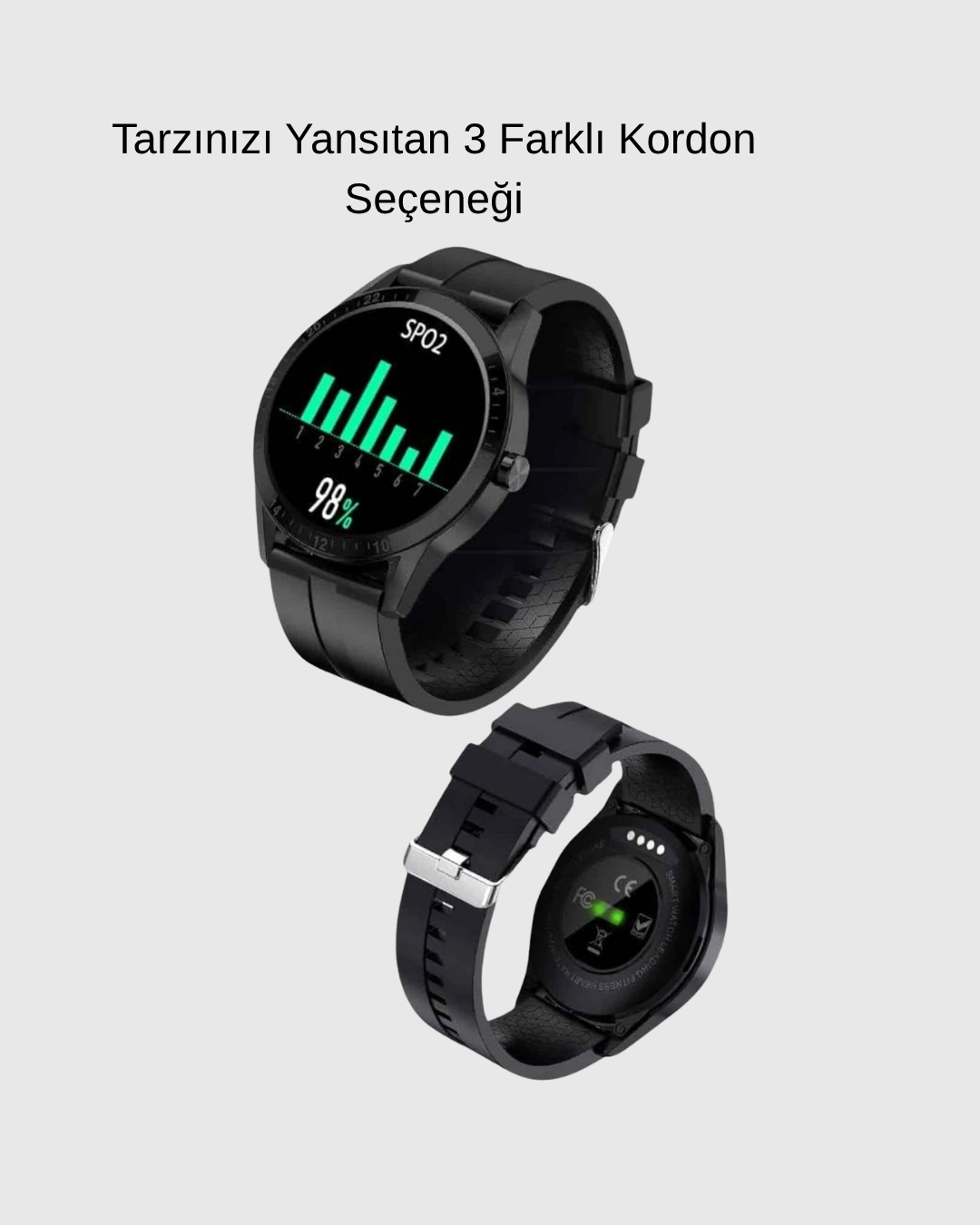 BUĞZ 3 Kordonlu AMOLED Akıllı Saat – Sağlık Takipli