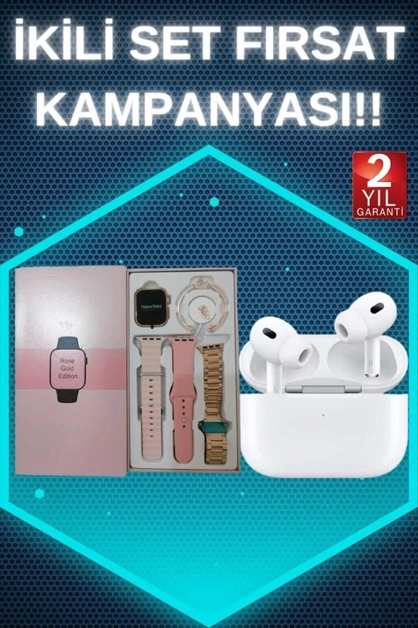 BUĞZ 3 Kordonlu Pembe Amoled Ekran Akıllı Saat ve Yeni Nesil Pro Kablosuz Bluetooth Kulaklık ANC/ENC BUĞZ 3 Kordonlu Pembe Amoled Ekran Akıllı Saat ve Yeni Nesil Pro Kablosuz Bluetooth Kulaklık ANC/ENC