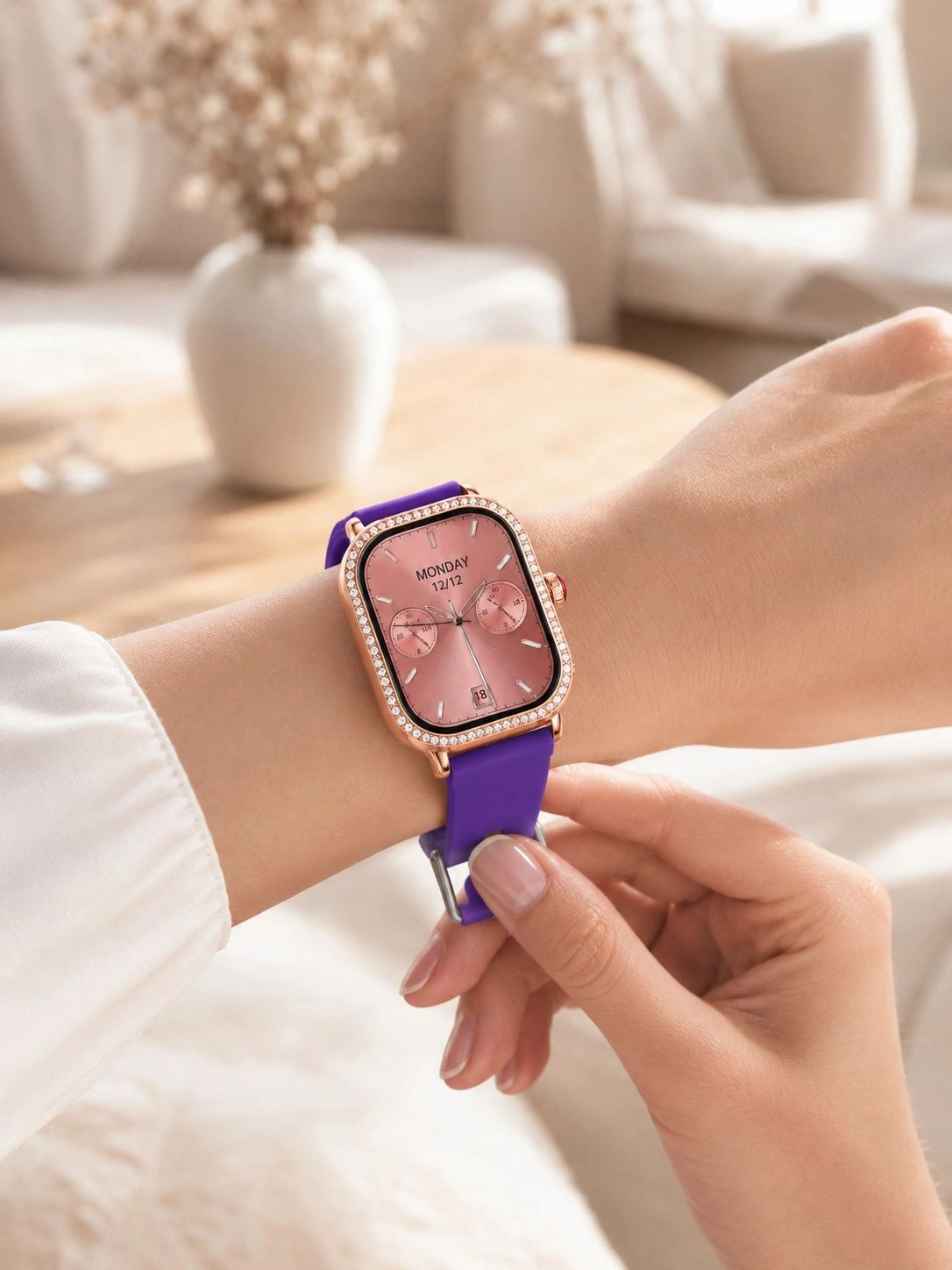 BUĞZ 3 Kordonlu Rose Gold Kasalı Kadın Akıllı Saat Seti