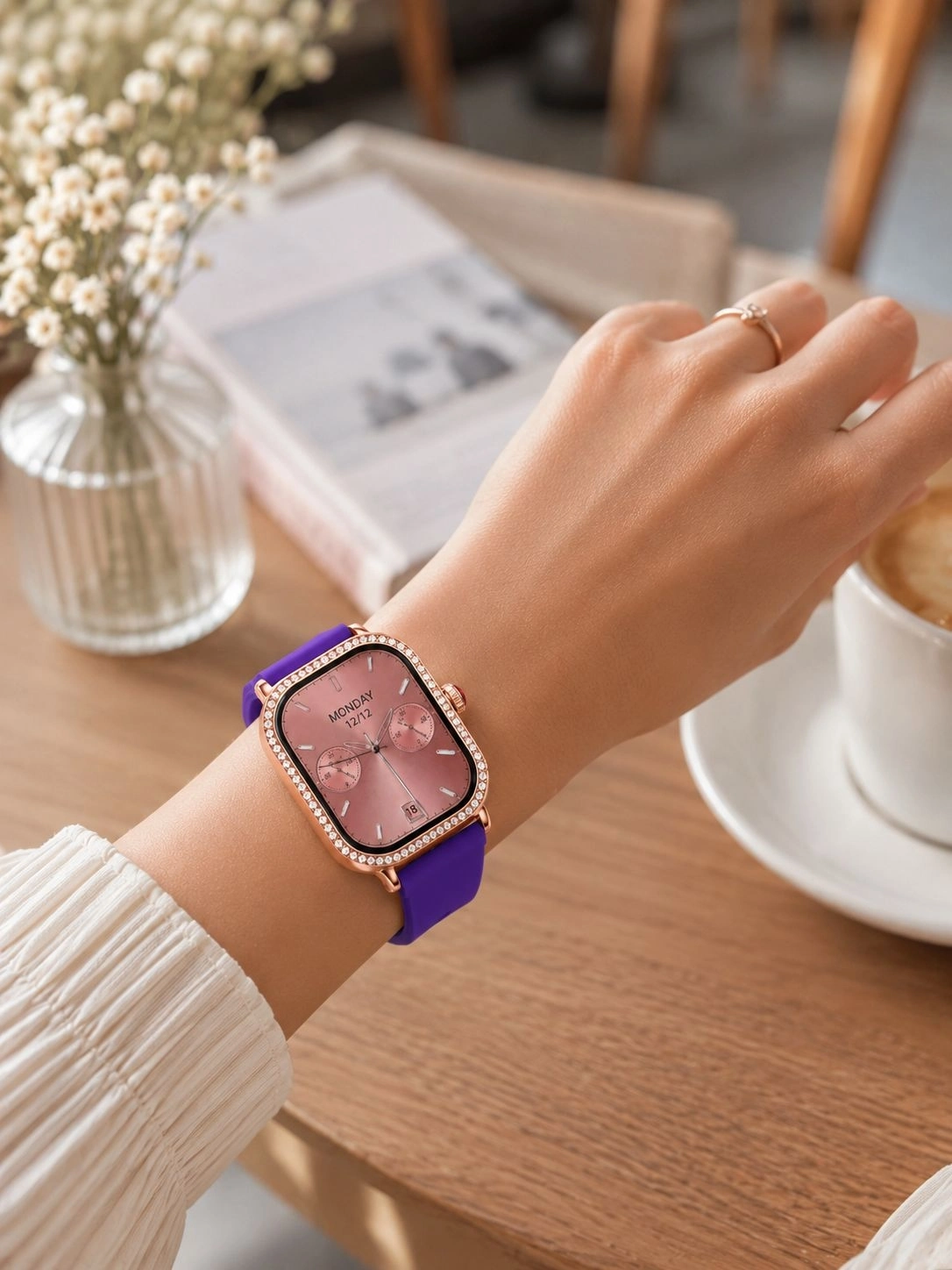 BUĞZ 3 Kordonlu Rose Gold Kasalı Kadın Akıllı Saat Seti