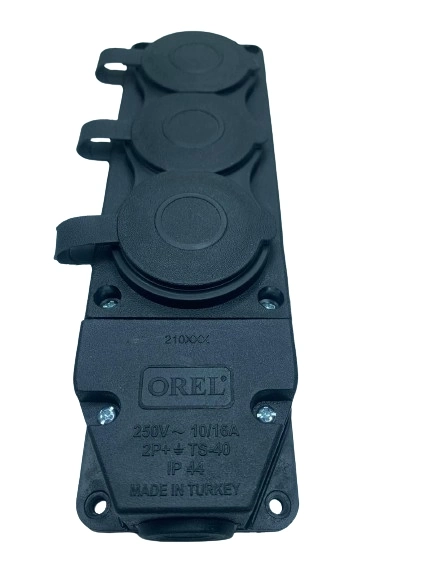 BUĞZ 3 Lü Kauçuk Grup Priz Monofaze 1X16A 220 V