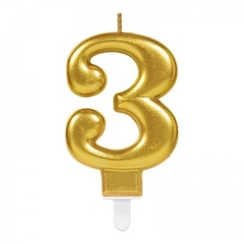 BUĞZ 3 Rakamı Mum Gold Renk