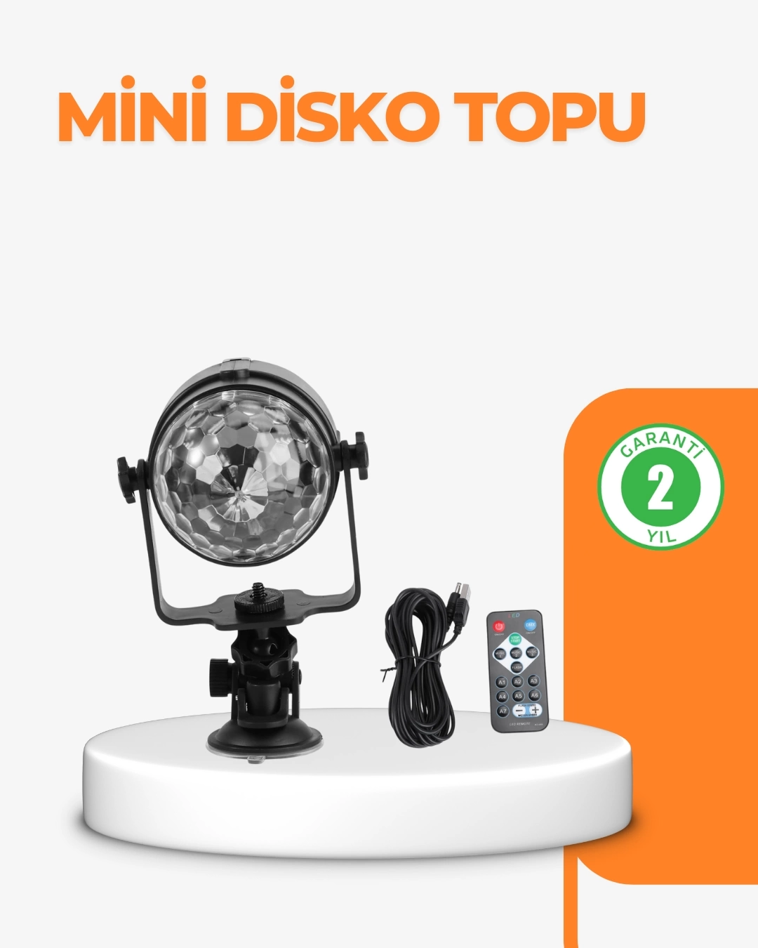 BUĞZ 3 Renk 7 Mod Döner Disko Topu Işık