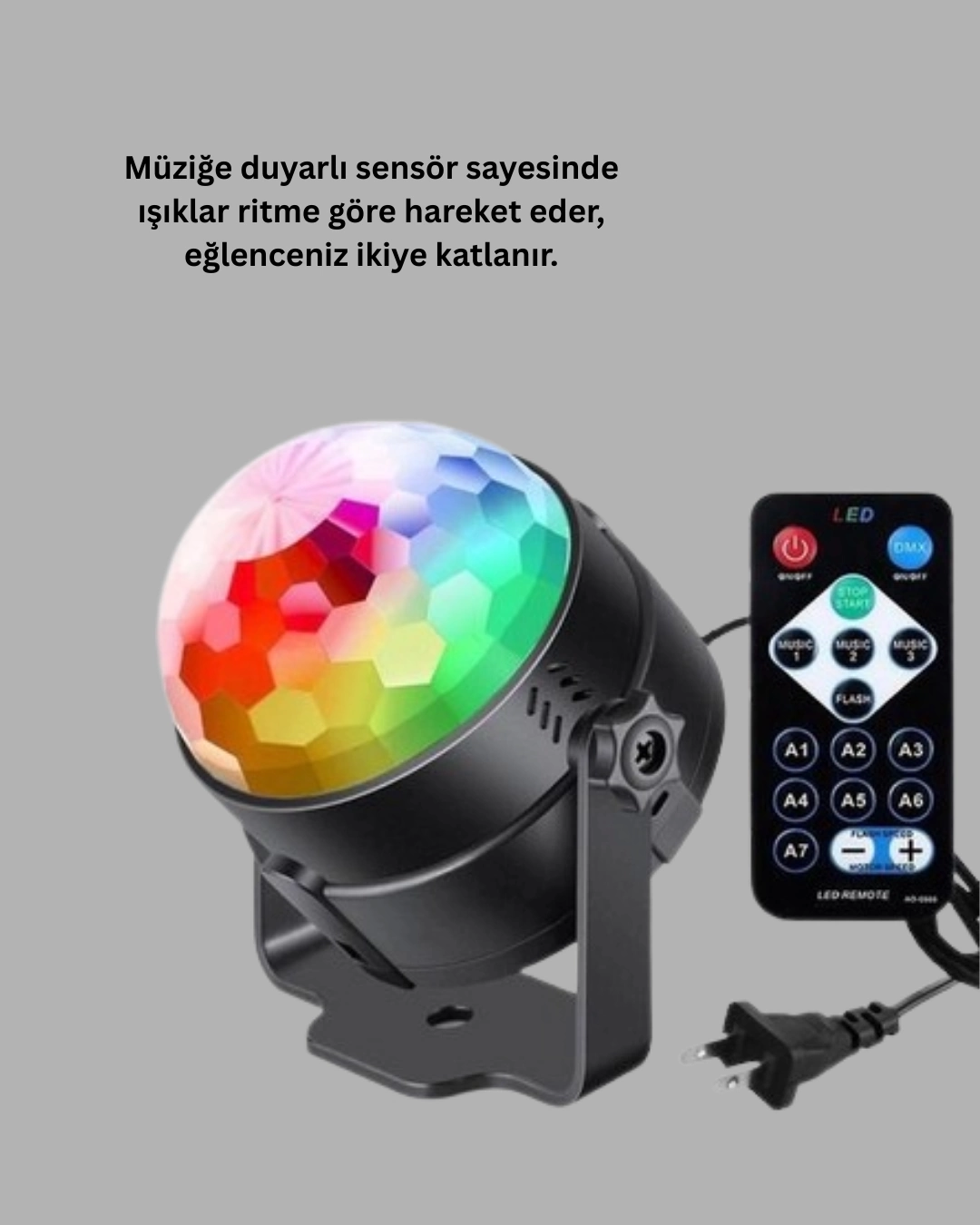BUĞZ 3 Renk 7 Mod Döner Disko Topu Işık