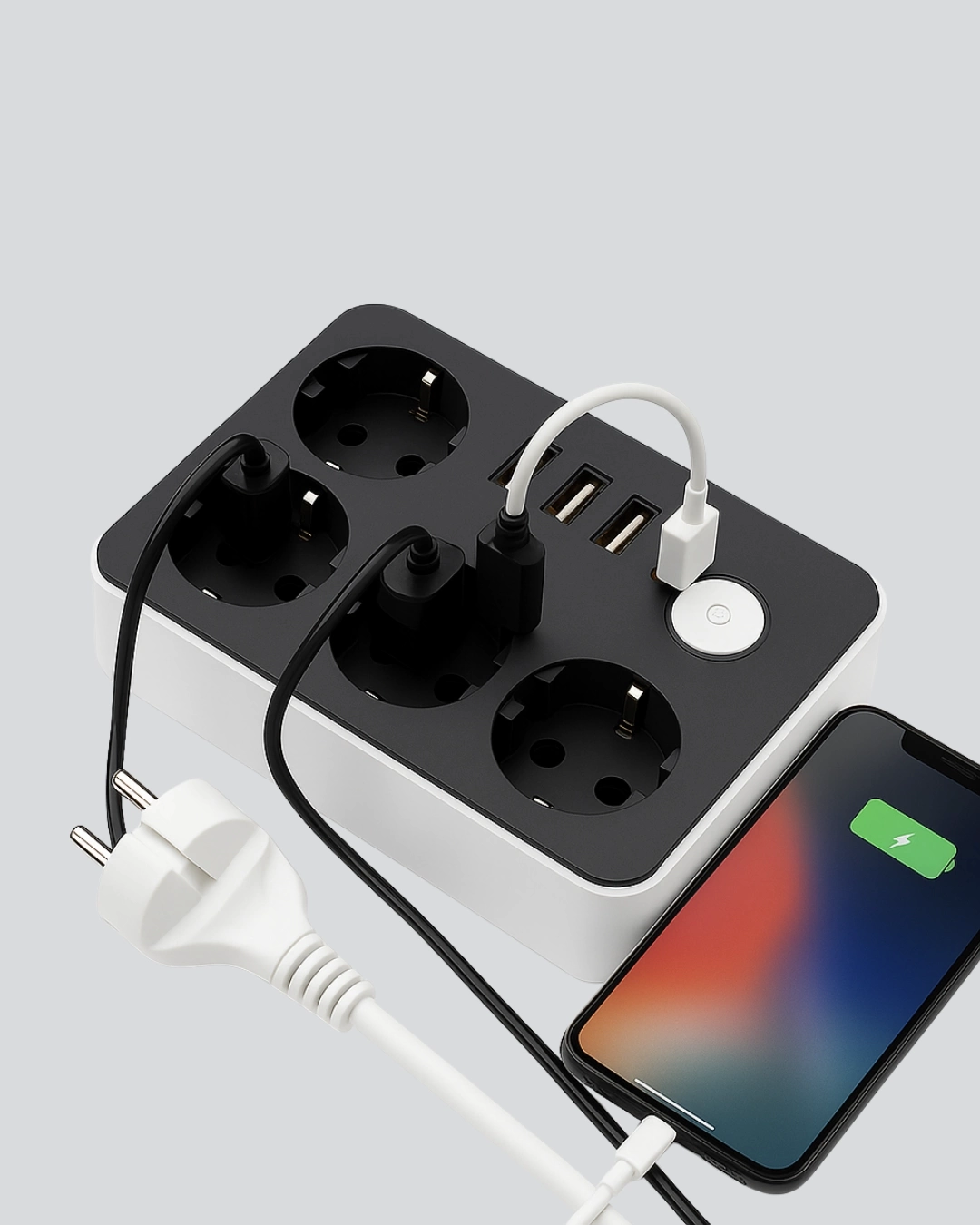 BUĞZ 3 USB Çıkışlı 4’lü Akıllı Priz 2500W 2 Metre Kablo
