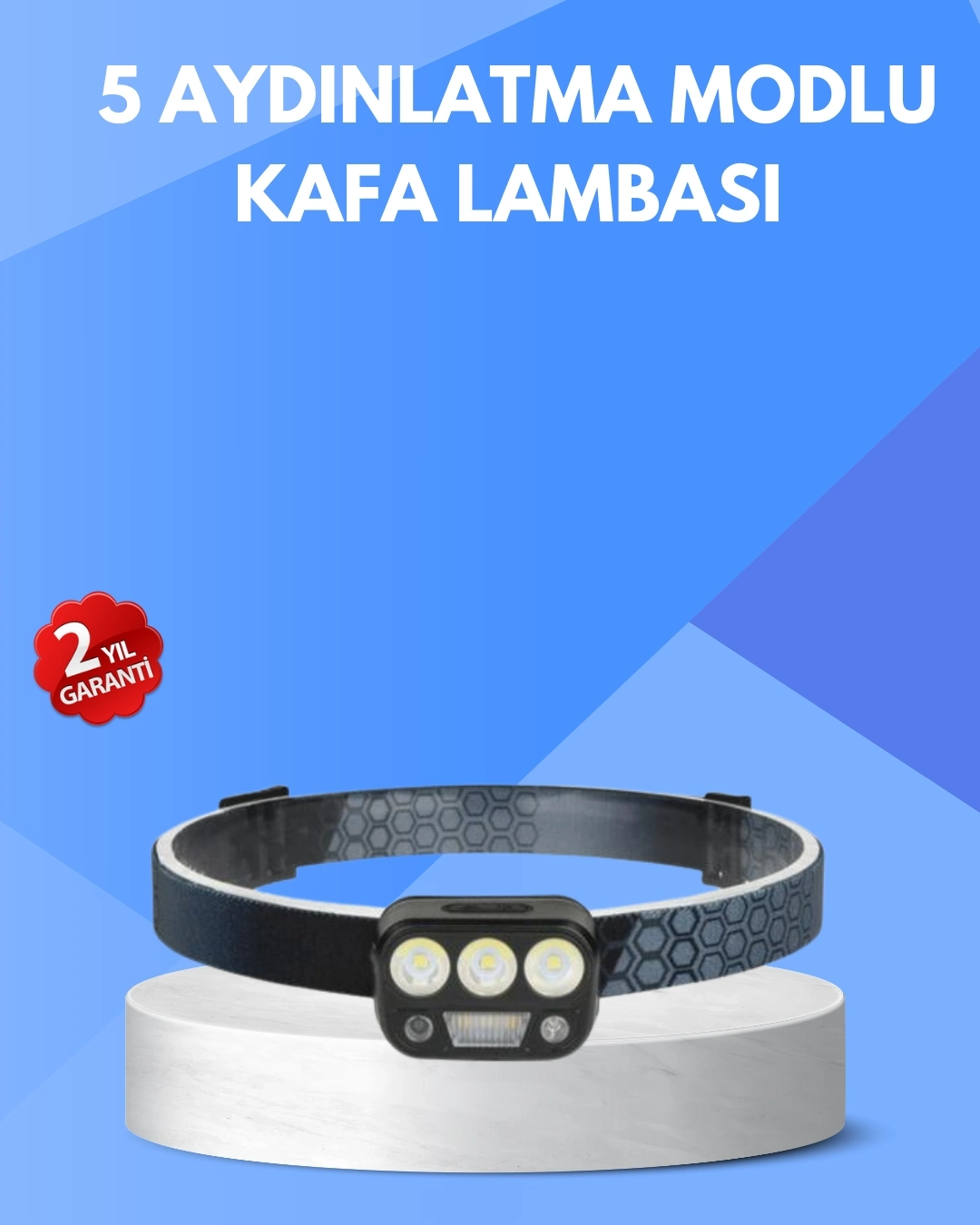 BUĞZ 300 Lümen Sensörlü LED Kafa Lambası USB Şarjlı SOS Modlu