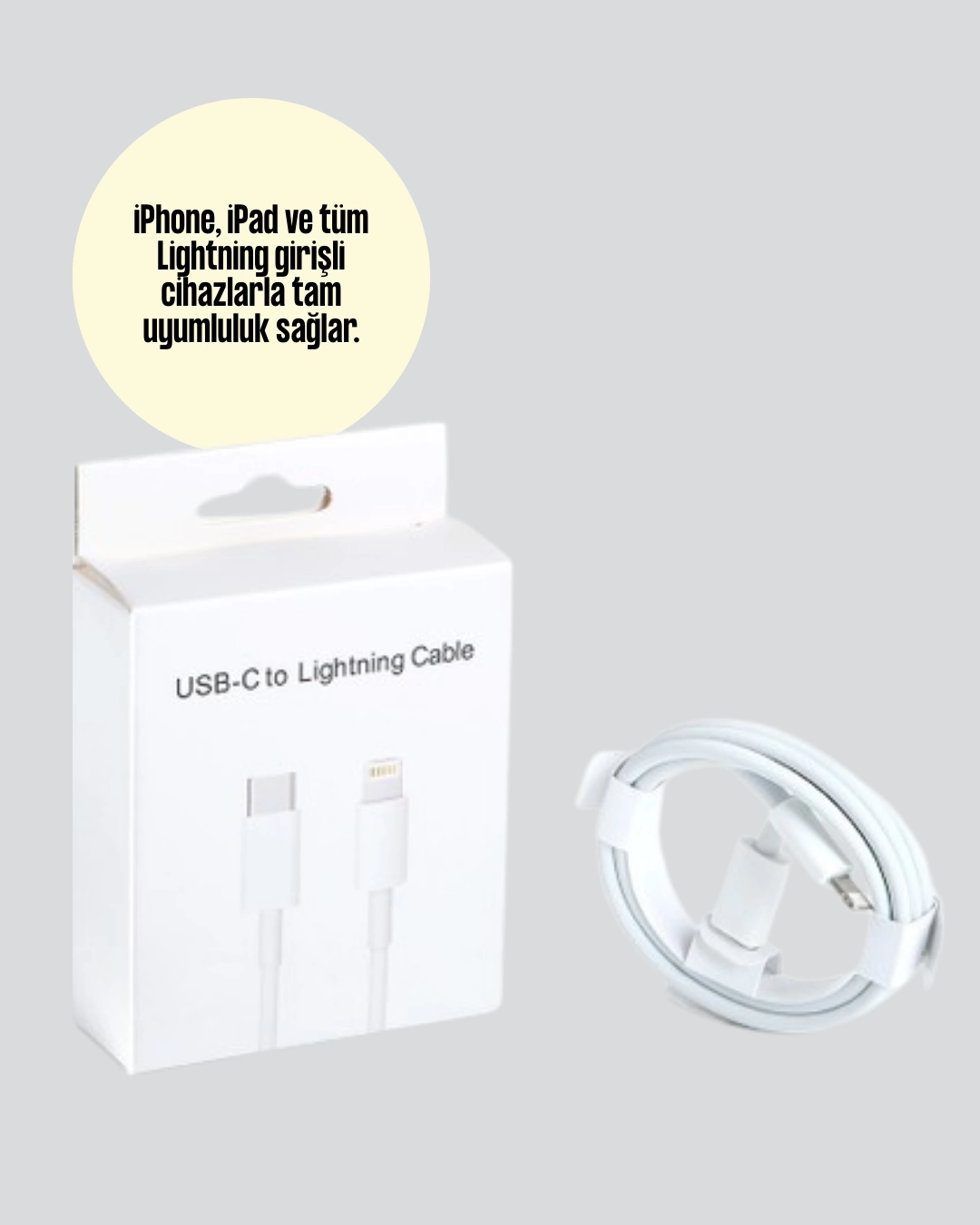 BUĞZ 30W Type-C Lightning Hızlı Şarj Kablosu 1.2m iPhone Uyumlu