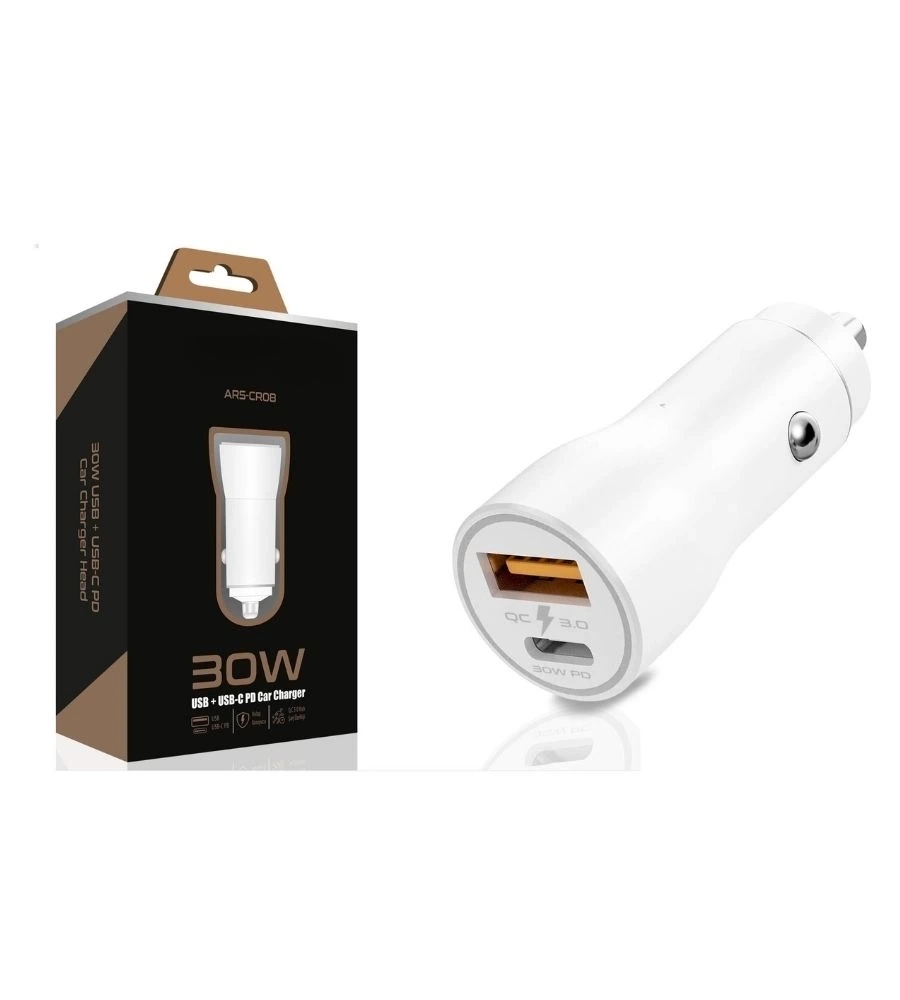 BUĞZ 30W USB ve USB-C PD Araba Şarj Cihazı Hızlı Şarj, iPhone ve Android Uyumlu, Çift Çıkışlı