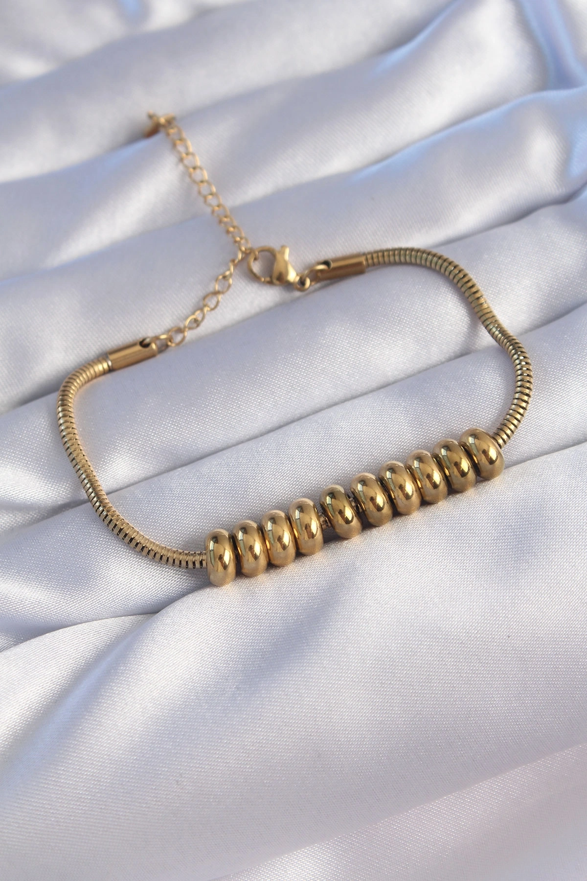 BUĞZ 316L Çelik Gold Renk Oval Figürlü Bileklik