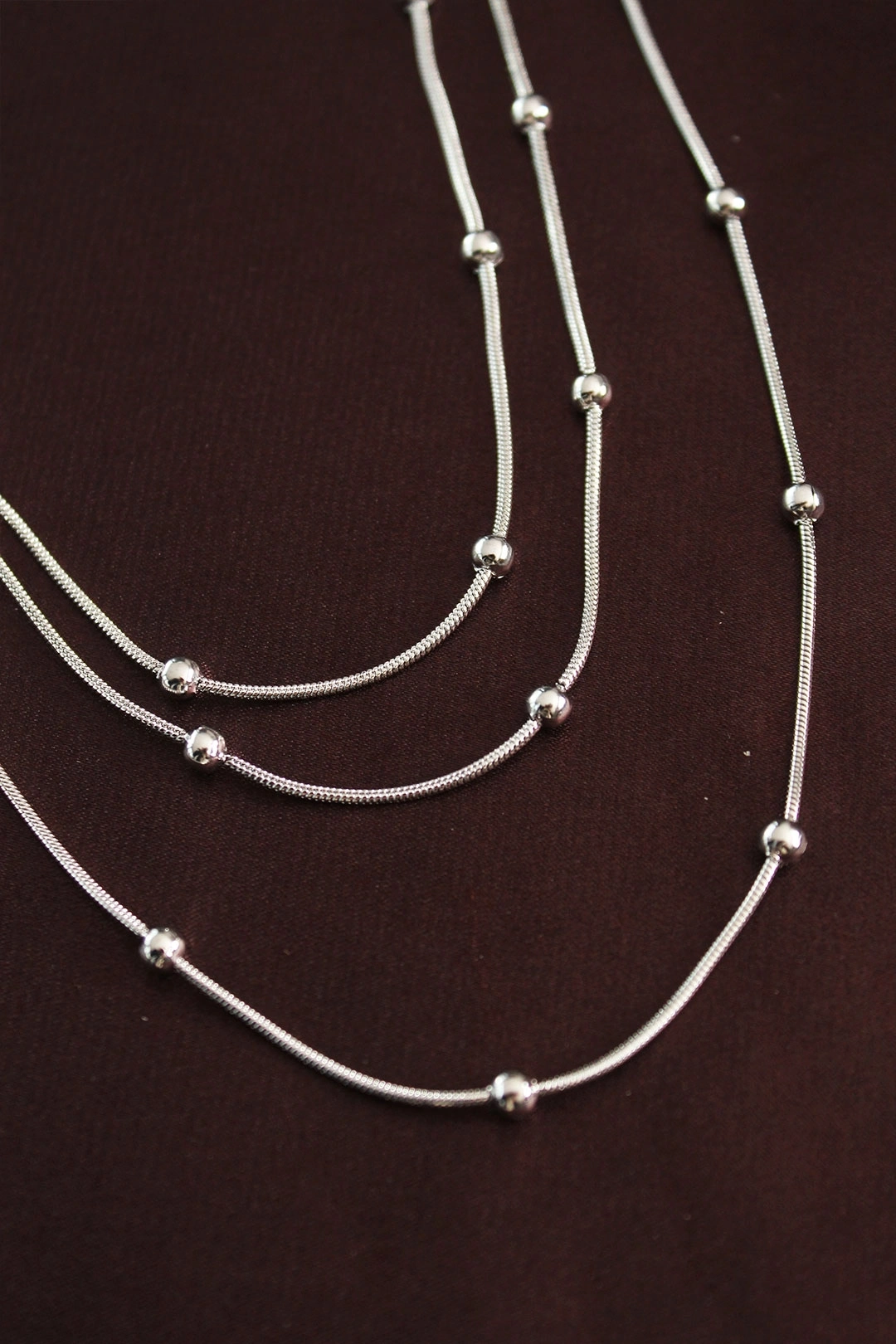 BUĞZ 316L Çelik Gümüş Renk Minimal Topçuk Model Çoklu Kolye
