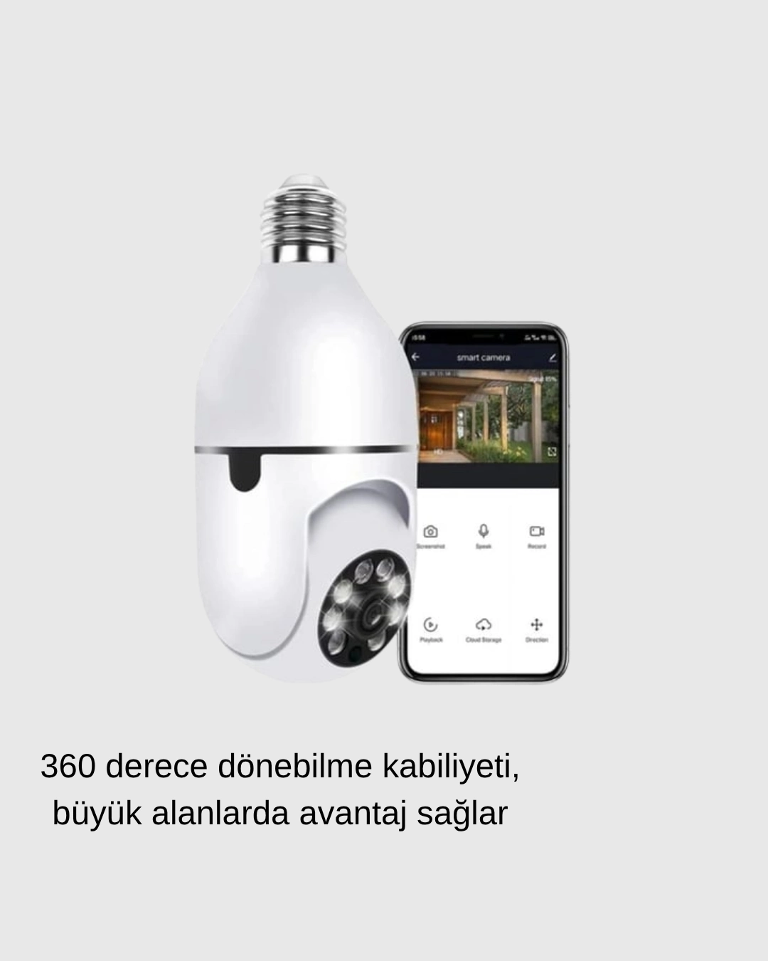 BUĞZ 360 Derece Dönebilen Akıllı Duylu Kamera – PTZ, Uzaktan Kontrol, Hareket Algılama