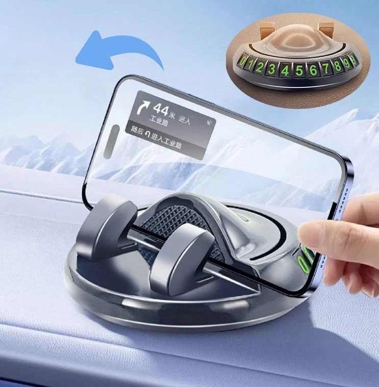 BUĞZ 360° Dönebilen Yapışkanlı Numaratörlü Araç Telefon Tutucu