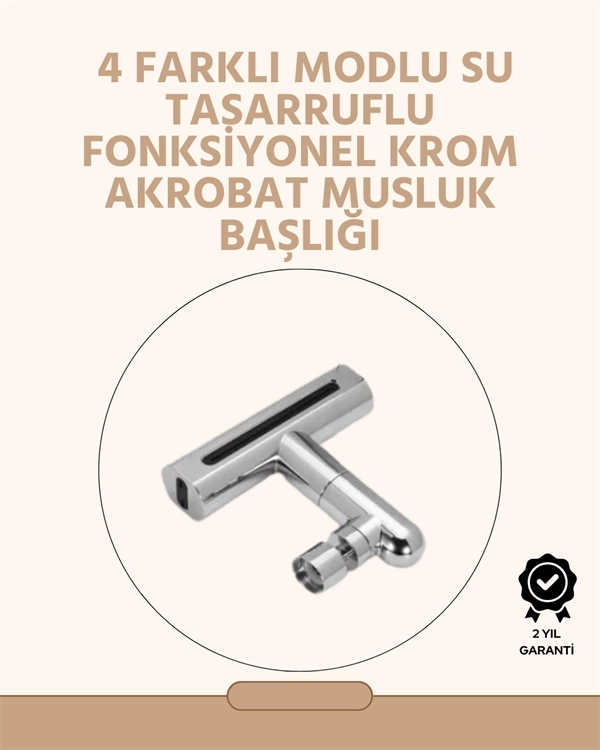 BUĞZ 360° Dönüşlü Su Akışı Başlığı | 4'ü 1 Arada Kullanım