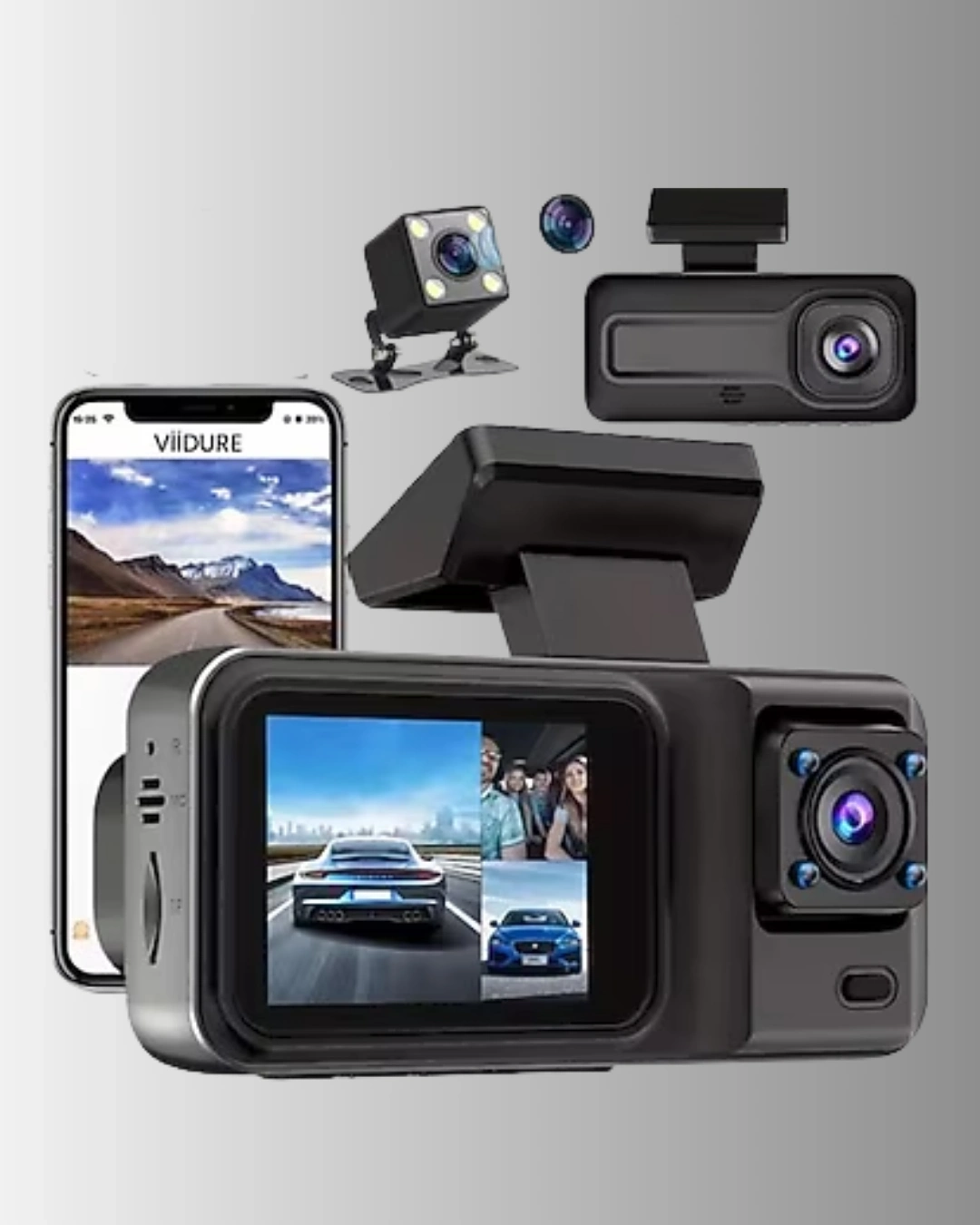 BUĞZ 360° Kapsama Sahip Full HD Araç Kamerası 3’lü Kayıt Gece Görüşlü DashCam