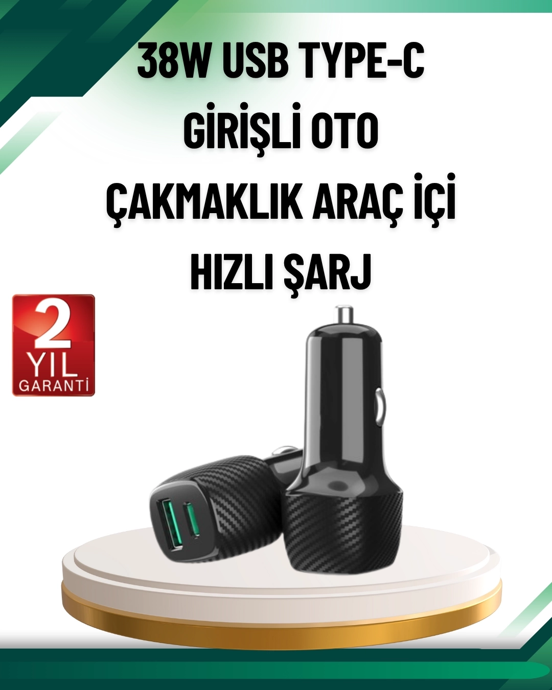 BUĞZ 3A Güç Kapasiteli USB & Type-C Çakmaklık Şarj Adaptörü
