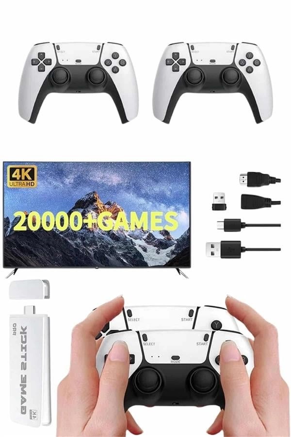 BUĞZ 3D 4K 2000 Oyunlu Game Stick Oyun Konsolu Çift Konsol