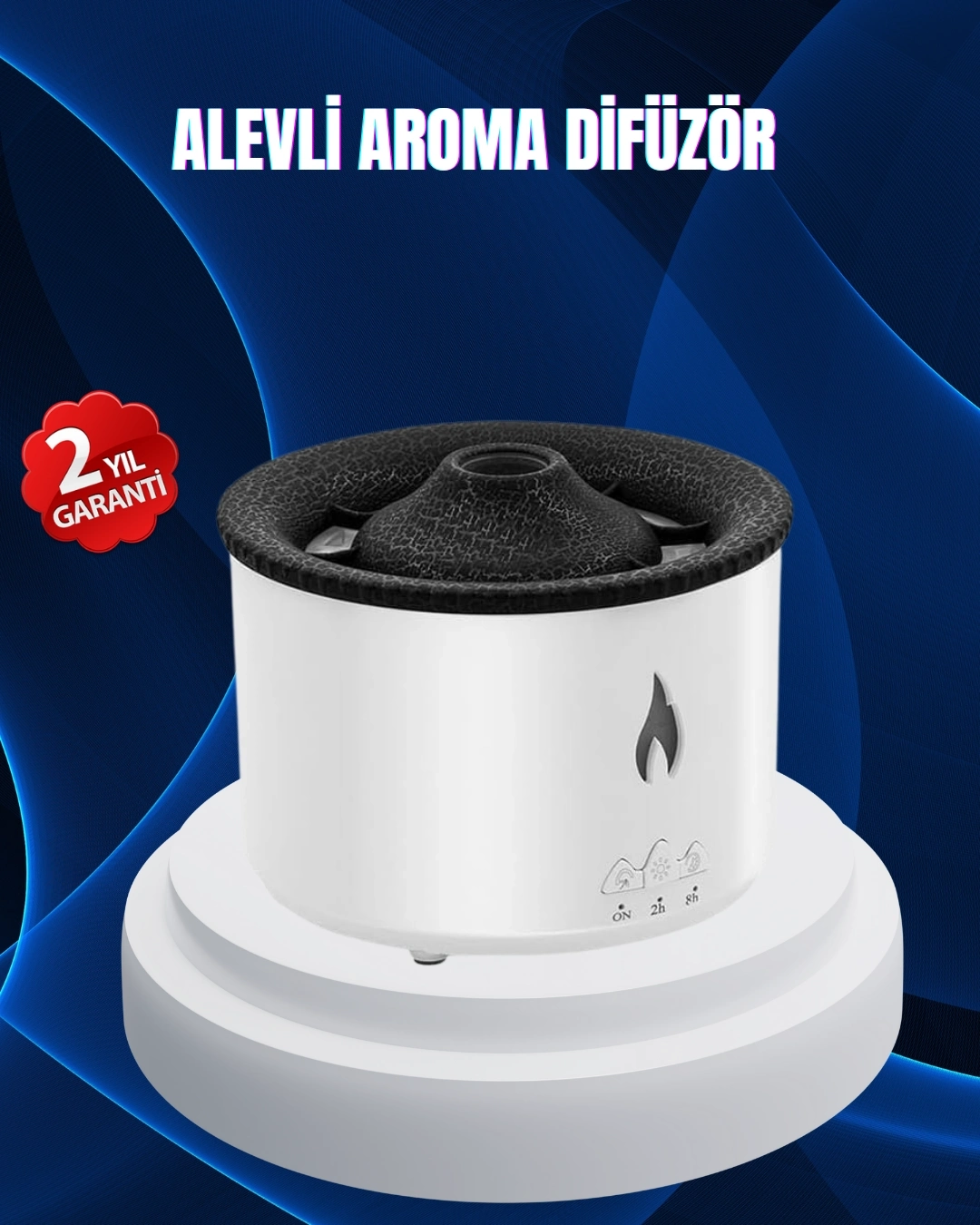 BUĞZ 3D Alev Işıklı Aromaterapi Makinesi – 360 ml Su Kapasiteli Sessiz Difüzör