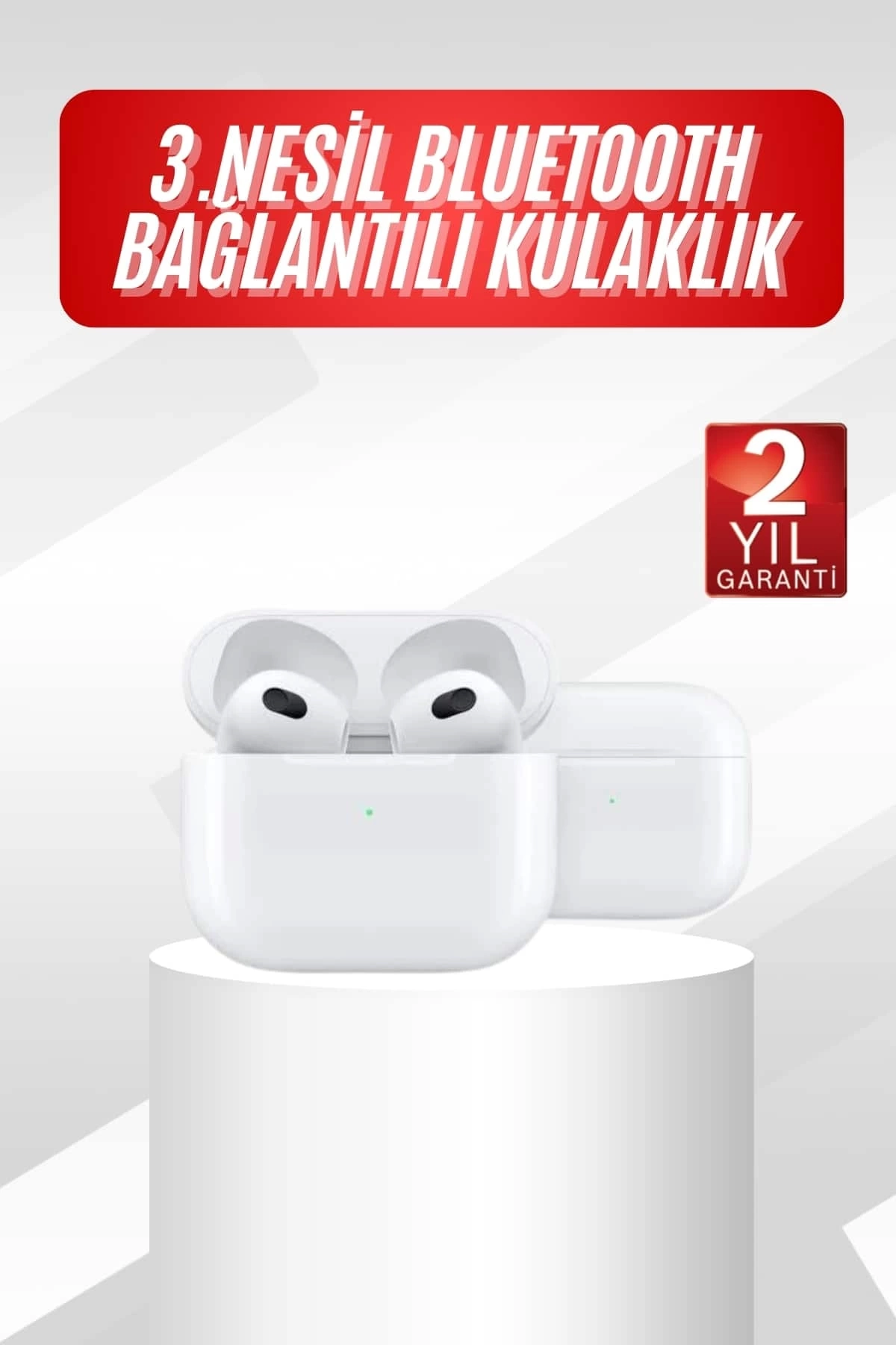 BUĞZ 3.Nesil İOS Android Uyumlu Bluetooth 5.0 Beyaz Çağrı Cevaplama