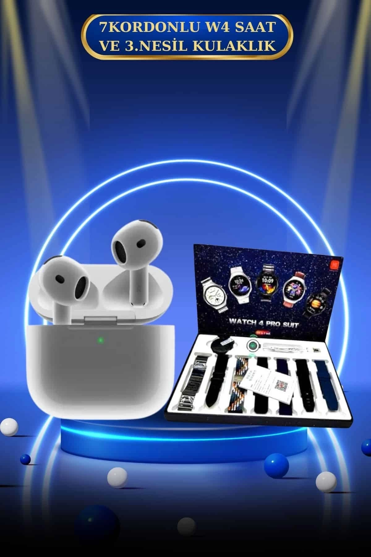 BUĞZ 3.Nesil TWS Bluetooth Kulaklık Bluetooth Bağlantılı Akıllı Saat Amoled Ekran Plastik Hasır Kordon