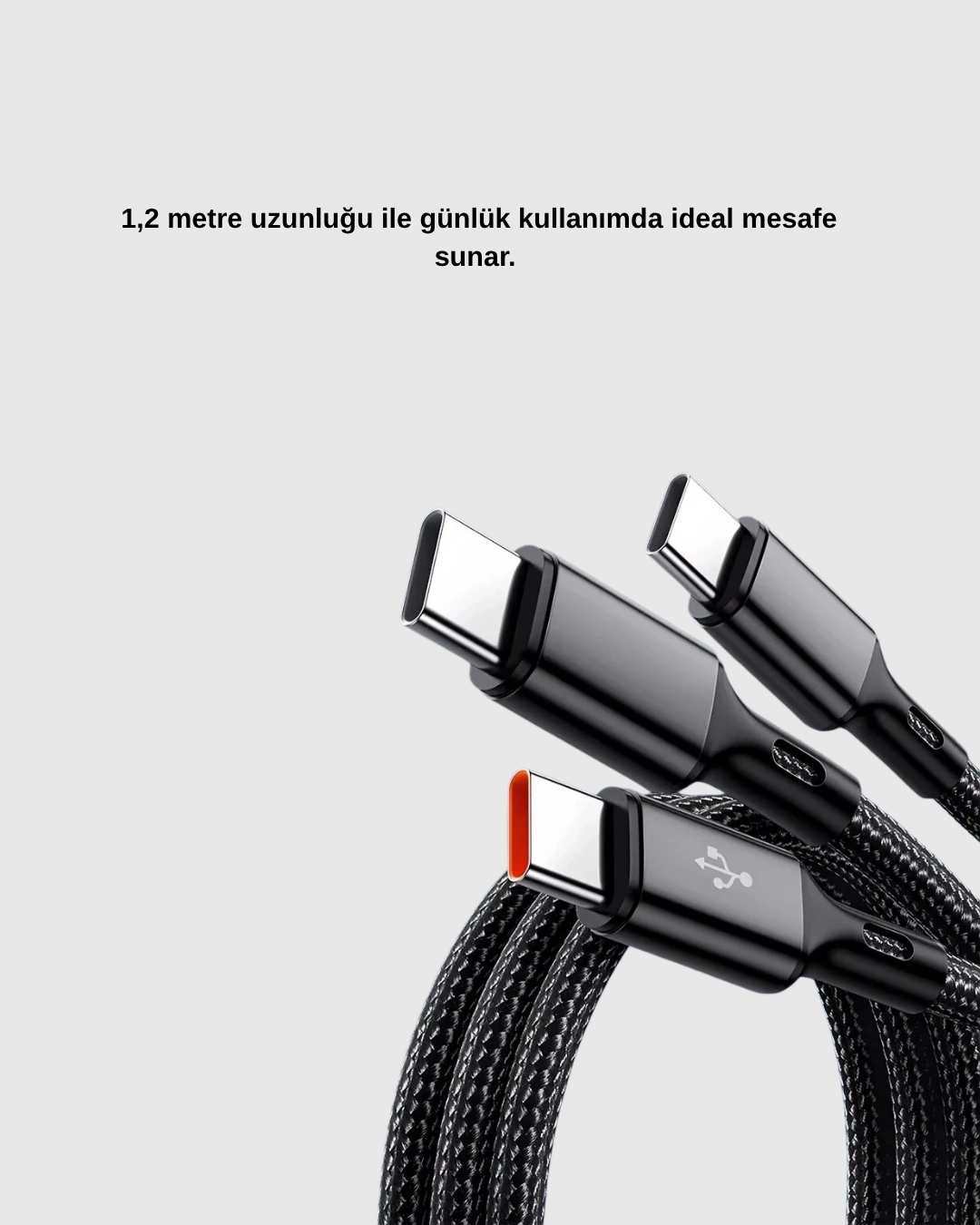 BUĞZ 3’ü 1 Arada Hızlı Şarj Kablosu iOS Android Type-C Uyumlu ve Dayanıklı
