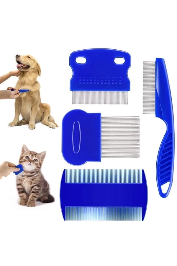 BUĞZ 4'lü Bit Evcil Hayvan Tarak Seti Kedi Köpek Bit Tarak Seti Pire Tarağı