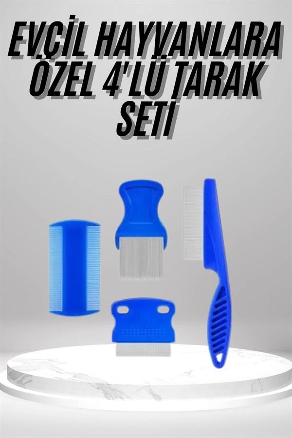 BUĞZ 4'lü Bit Evcil Hayvan Tarak Seti Kedi Köpek Bit Tarak Seti Pire Tarağı