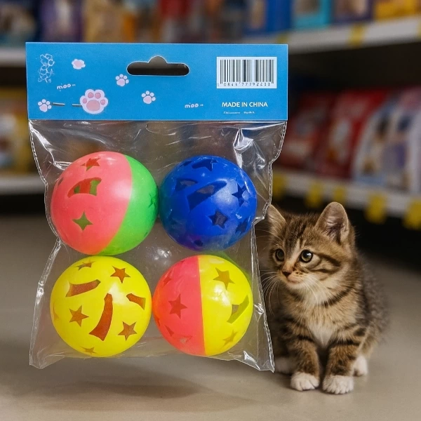 BUĞZ 4'lü Çıngıraklı Top Kedi Oyuncağı