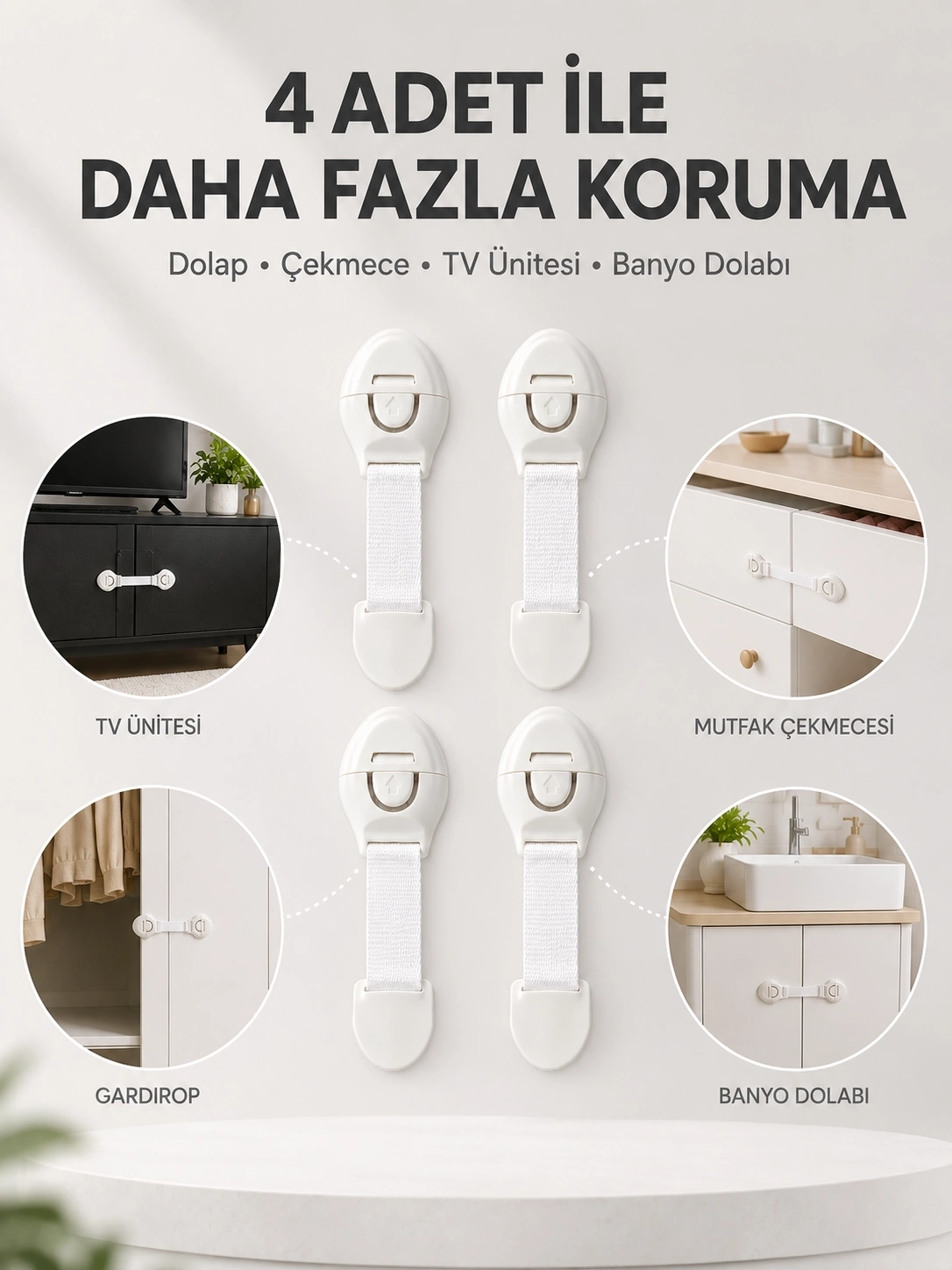 BUĞZ 4'lü Çocuk Güvenlik Dolap ve Çekmece Kilidi