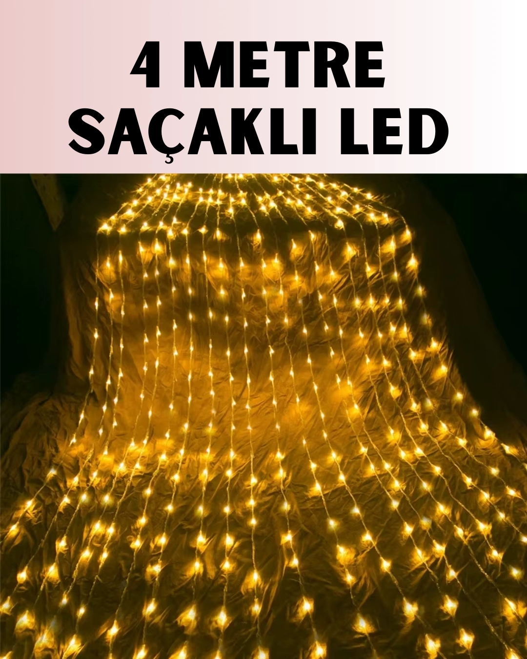 BUĞZ 4 Metre Icicle Şelale Led Yılbaşı Perde Işık Sıcak Ambiyans