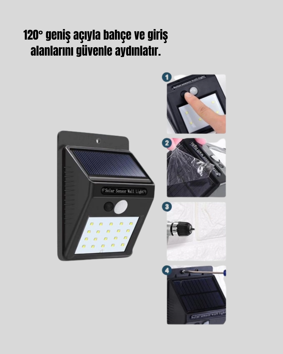 BUĞZ 4 Modlu Solar LED Bahçe ve Garaj Lambası BUĞZ 4 Modlu Solar LED Bahçe ve Garaj Lambası