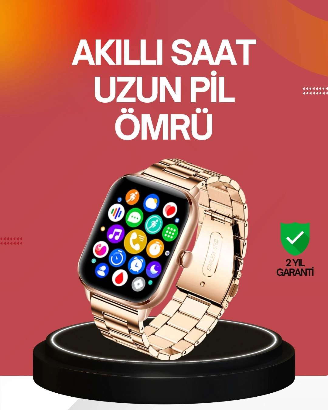 BUĞZ 41 mm Kavisli Kasa Akıllı Saat IOS ve Android Uyumlu