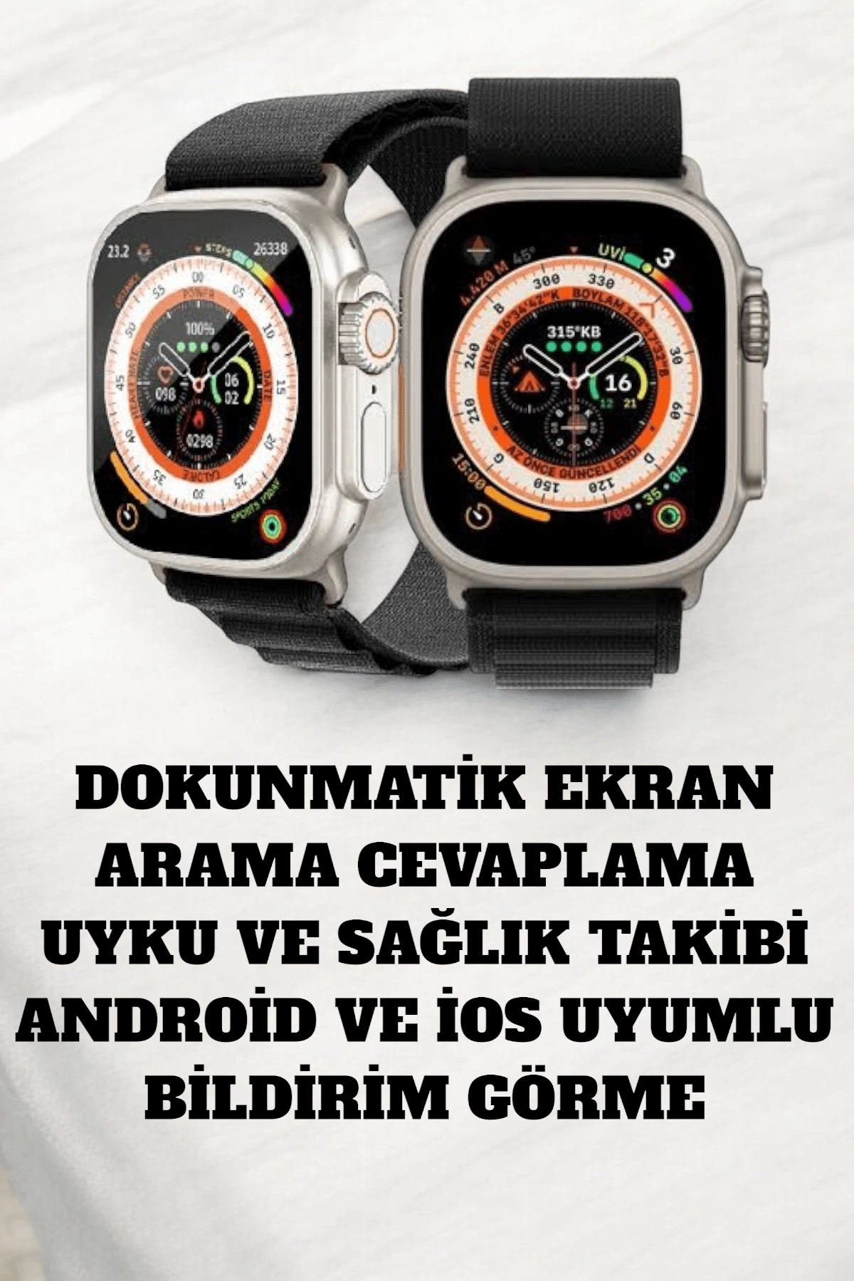 BUĞZ 49MM Ekranlı, Kan Basıncı ve Adımsayar Özellikli Bluetooth Akıllı Saat