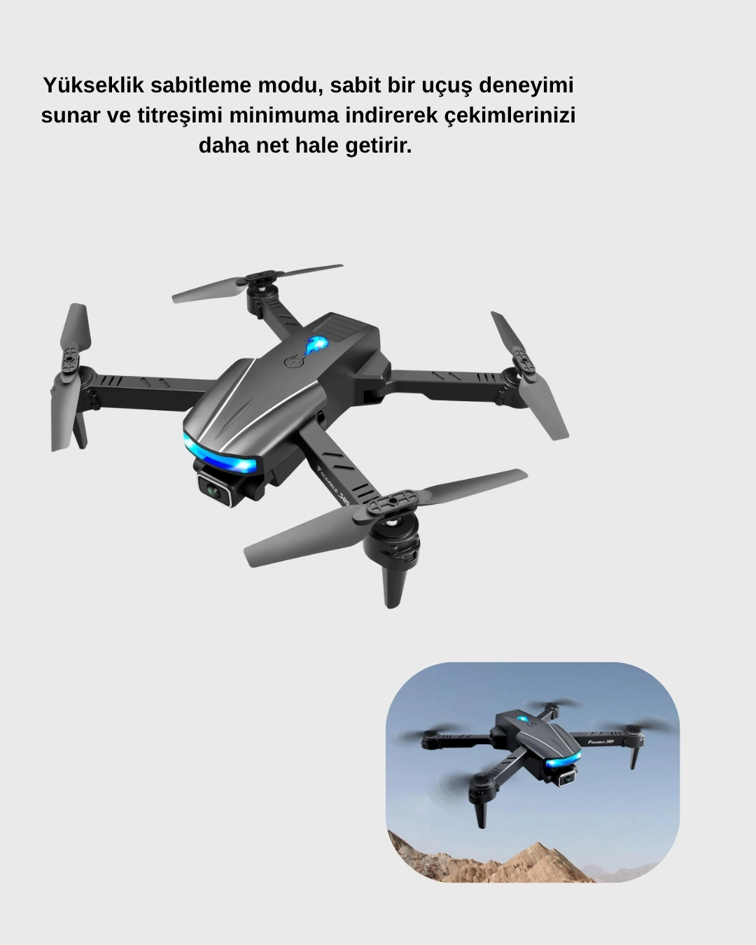 BUĞZ 4K Katlanabilir Drone Uzaktan Kontrollü Wi-Fi Görüntü Aktarımlı