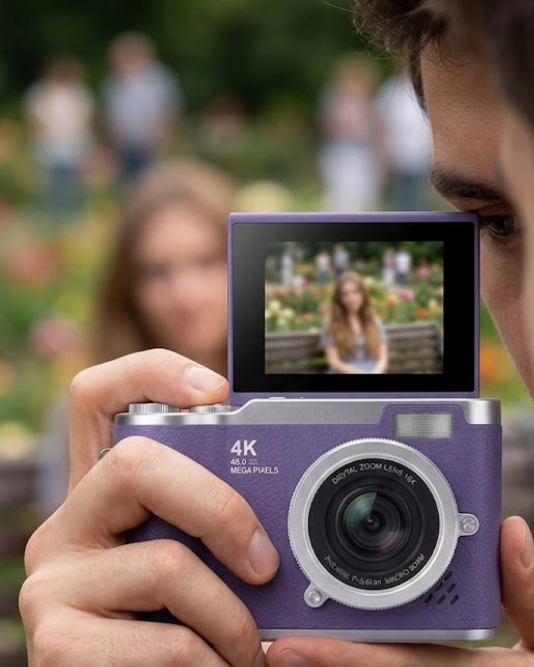 BUĞZ 4K Kompakt Kamera 48 MP Autofocus Flash Özellikli Vlog Kamera