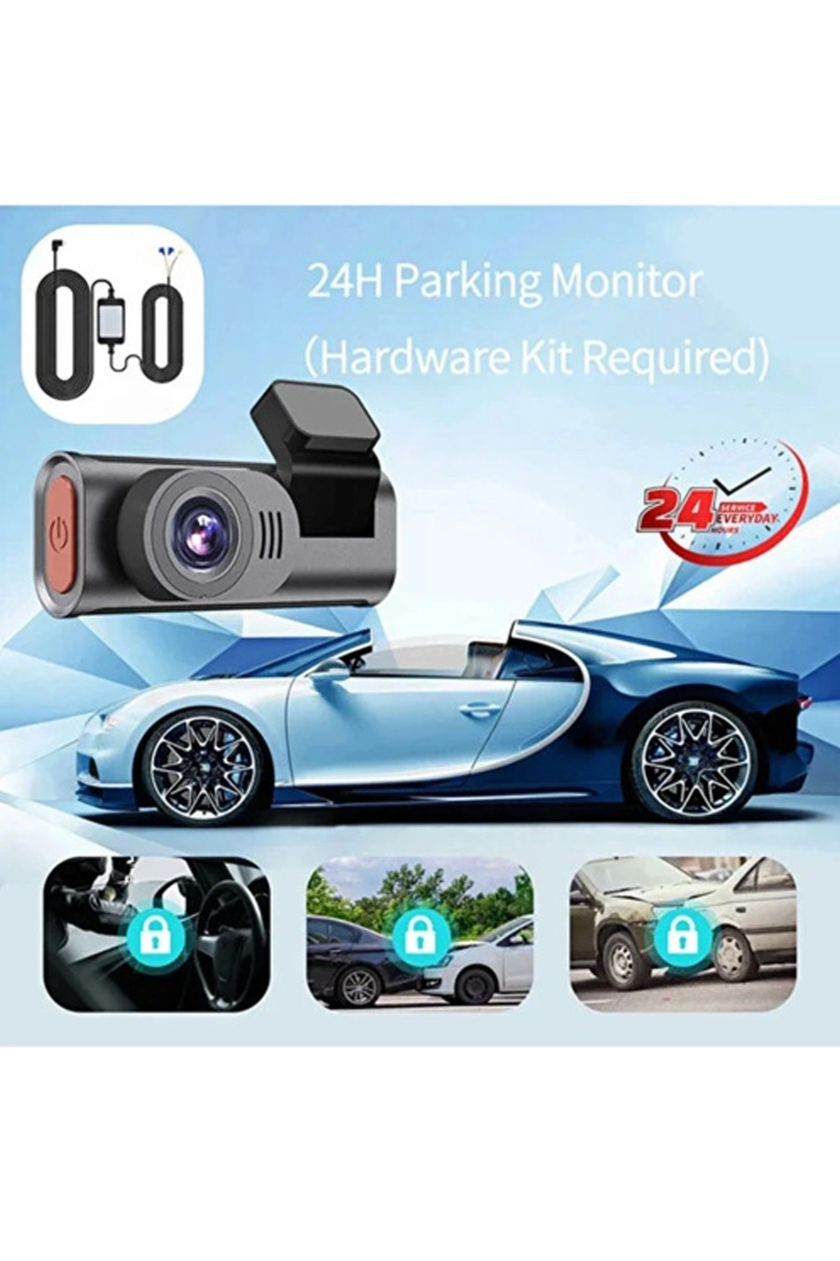 BUĞZ 4k Wifi Çift Kameralı Araç Kamerası Gece Görüşlü G-sensörlü Dash Cam 170 Derece