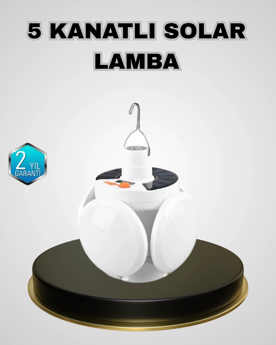BUĞZ 5 Kanatlı Solar Kamp Lambası – USB Şarjlı, Taşınabilir, IP65 Su Geçirmez Bahçe Lambası